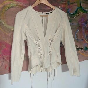 Cream Lace-Up Jacket